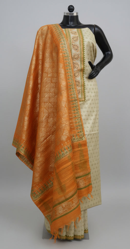 Tussar silk suit with tassar silk dupatta